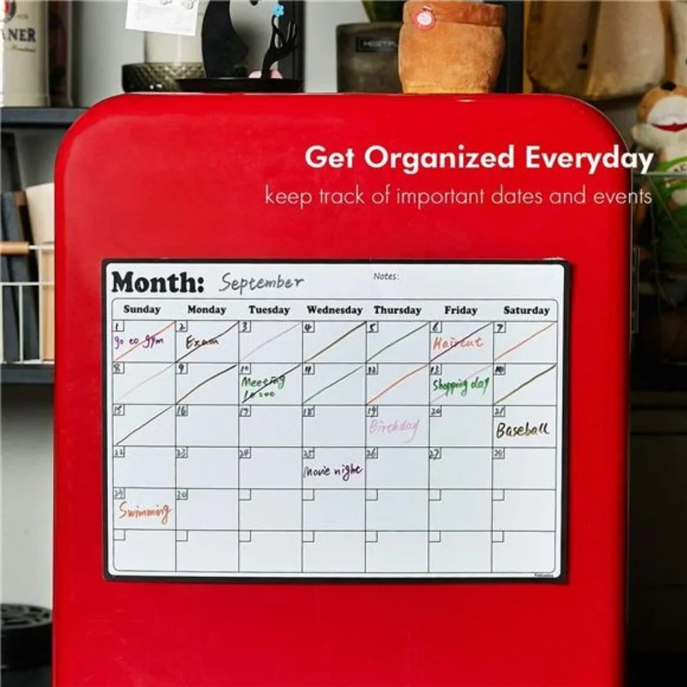 Set of 24 Magnetic Dry Erase Markers Calendar - 16.9 X 11.8 Inches, 10 Colors
